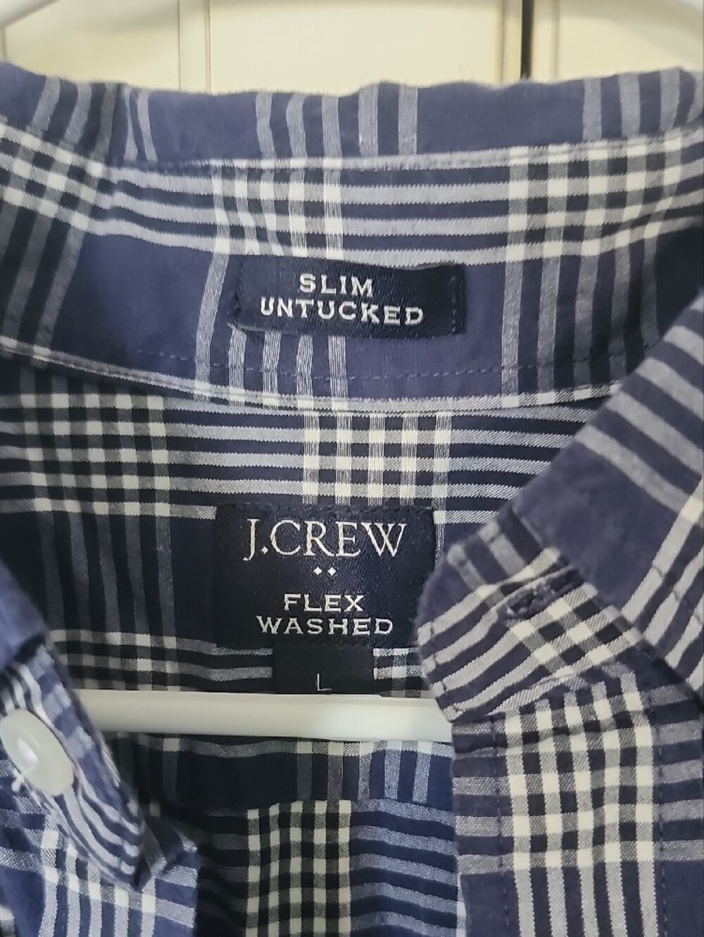 J. Crew Blue and White Plaid Button-Down Shirt - Picture 2 of 3